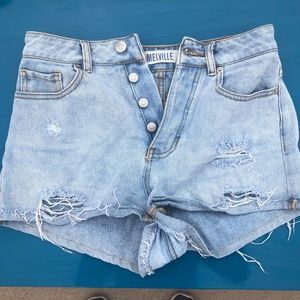 Brandy Melville Light Denim High-Waisted Shorts